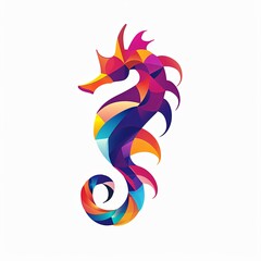 A mythical creature resembling a colorful seahorse with a horn on its head. The Northern Seahorse is a symbol of art and magic, with an electric blue tail reminiscent of a Felidae