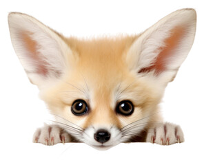 Poster - PNG Fennec Fox fox peeking mammal.