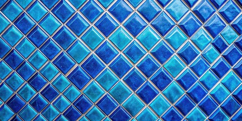 Canvas Print - Close up of a vibrant electric blue diagonal tile wall pattern, electric blue, diagonal, tile, wall, pattern