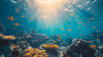 Underwater background with bubbles.