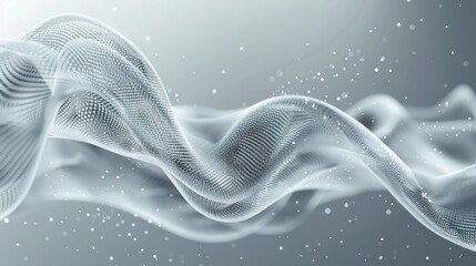 Wall Mural - Abstract Silver Wave with Glimmering Particles