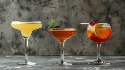 Wall Mural - Craft Cocktails isolated with grey background  