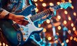 © simba kim - Man playing electric guitar on stage, Generative AI