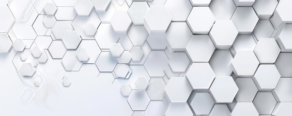 Wall Mural - A white background with a pattern of hexagons. Free copy space for text.