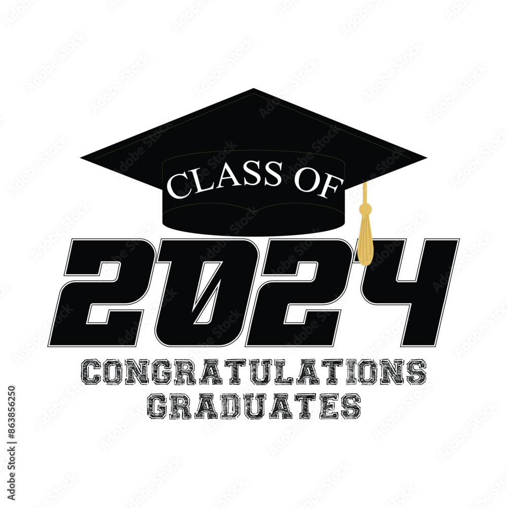 Class of 2024 Black and White Stock Vector | Adobe Stock