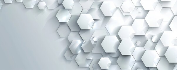 Wall Mural - A white background with a pattern of hexagons. Free copy space for text.