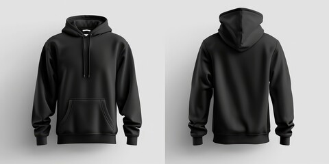 Wall Mural - Black Hoodie Mockup - Front and Back View