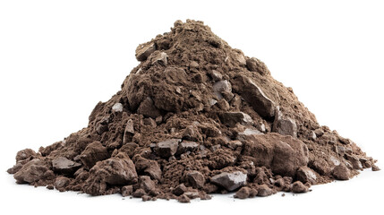 Wall Mural - side view on dirt pile with rocks isolated on white background