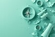 © Dreamsign - Compass guiding the way surrounded by exploration tools on green background