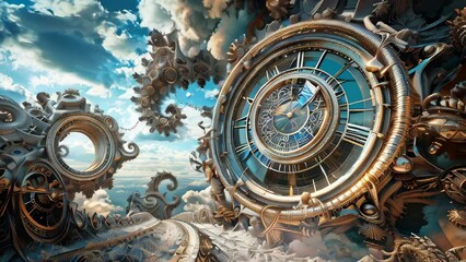 Wall Mural - Abstract surreal time related animation