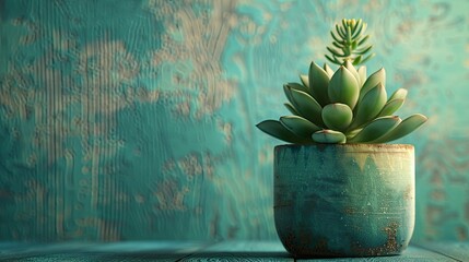 Wall Mural - Plant, Succulent, Potted image background, copy space - generative ai