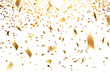 © pixeness - Golden confetti transparent background and Falling shiny gold ribbon confetti illustration
