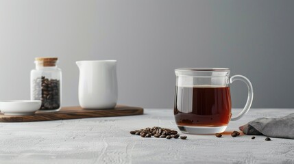 Wall Mural - Freshly Brewed isolated with grey background 