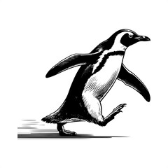 Penguin in black and white animal illustration