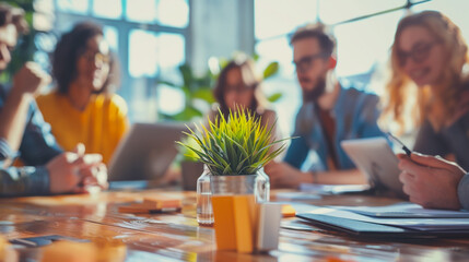 Wall Mural - Group of business people in modern office building and business network concept. Human resources