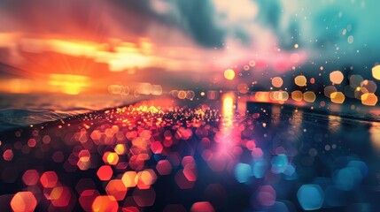 Abstract Blurred Sunset Bokeh Background