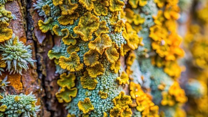 Poster - Close-up photography of intricate tree lichen patterns in nature's canvas, tree, lichen, close-up, photography, nature