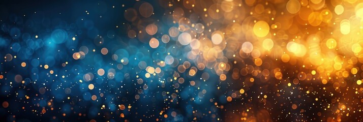 Wall Mural - Abstract Bokeh Background with Blue and Gold Lights