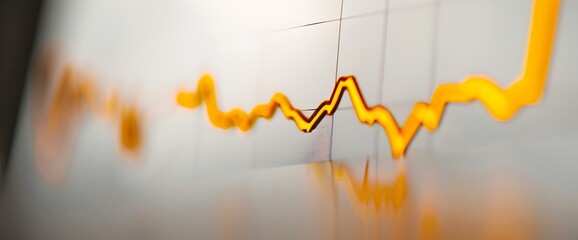 Wall Mural - A line graph showing a sharp downturn in stock values with a yellow line.