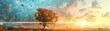 © Naturalis - Autumnal Tree at Sunset with Falling Leaves