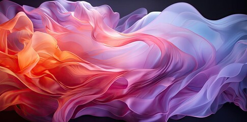 Wall Mural - Abstract 3D Purple and Orange Fabric Swirls Illustration