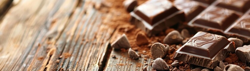 Dark Chocolate on a Wooden Surface