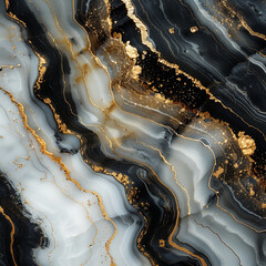 Wall Mural - white and black marble with golden stripes, nature-inspired imagery, contrasting lights and darks, baroque-inspired details, blink-and-you-miss-it detail