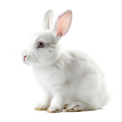 Wall Mural - white rabbit on white background