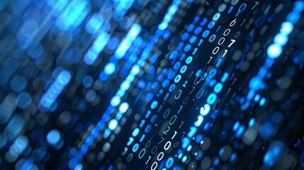 Matrix Style Binary Code, Falling Number, Computer Hacking, Tech Background.