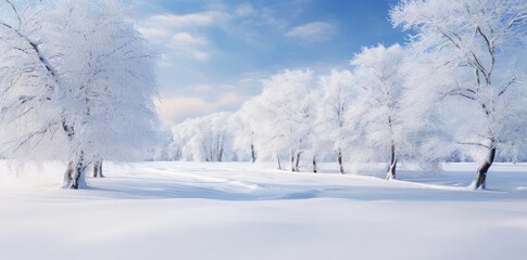 Wall Mural - Winter Wonderland - Frozen Trees Illustration