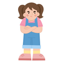 Wall Mural - Little girl feeling angry and upset illustration