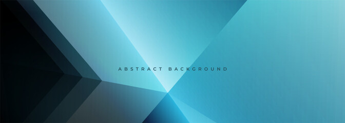 Blue modern abstract wide banner with geometric shapes. Light blue abstract background. Vector illustration