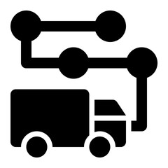 Poster - delivery plan, delivery route, shipping, delivery, planning, logistics, activity solid glyph icon