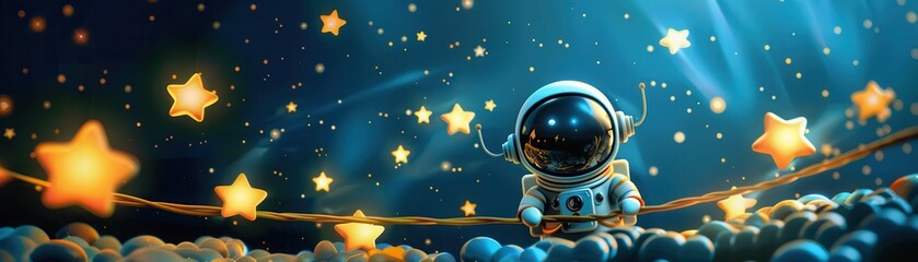 Canvas Print - Astronaut Hanging from Stars.