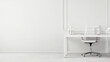© AlphaHan - Photo of a white minimalist style office for background