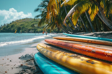 Canvas Print - Summer resort near beautiful sea tropical landscape generative AI