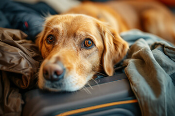 Wall Mural - AI generative picture of dog ride in the car spirit of travel and adventure vacation concept