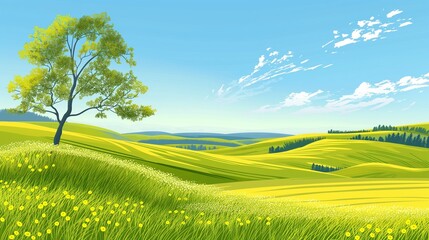 green field and blue sky