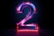 © STF Design  - Abstract sports Light out technology and with number 2 glowing in the dark, pink blue neon light Hitech communication concept innovation background