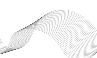 Wall Mural - Abstract wavy grey technology lines on transparent background.  Abstract gray curved line for banner design and frequency sound wave line.