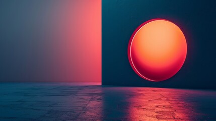 Wall Mural - A blue and red background with a large orange circle in the middle