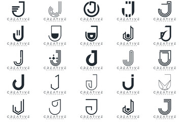 Wall Mural - J logo collection, Abstract letter J logo design. icons for business	