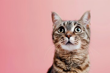 Wall Mural - cat isolated on pink background	
