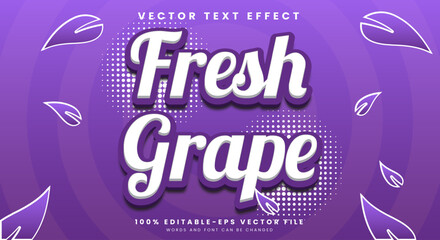 Fresh Grape 3d editable text effect Template suitable for fresh fruit theme