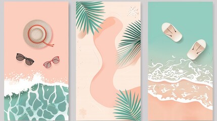 Poster - Collection of tropical theme design for poster greeting card books