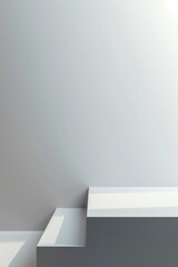 Wall Mural - a simple background with a sleek, minimalist design featuring two steps in a light grey and white gr