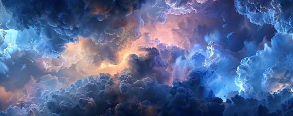 Wall Mural - dramatic and deep clouds background generative ai