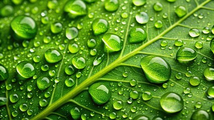 Close up of a green leaf with water drops, green, leaf, water drops, nature, close up, macro, freshness, plant, organic, outdoor