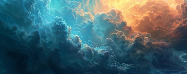 Wall Mural - Dramatic and deep clouds background Generative Ai 