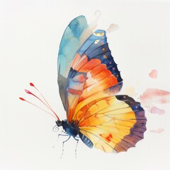 Canvas Print - Artistic watercolor painting drawing of beautiful butterfly